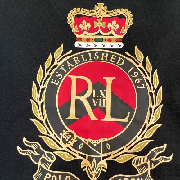 Men's (L) POLO-RALPH LAUREN Black Equestrian CREST Logo T-Shirt Custom Slim Fit - Picture 3 of 4